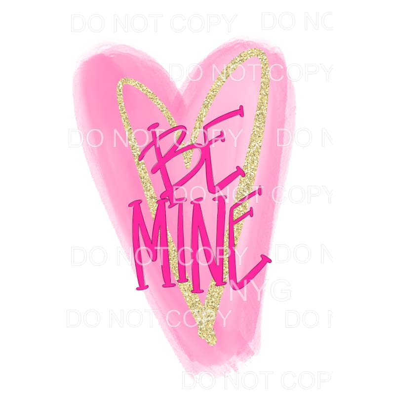 Be Mine Pink Gold Heart Sublimation transfers - Heat