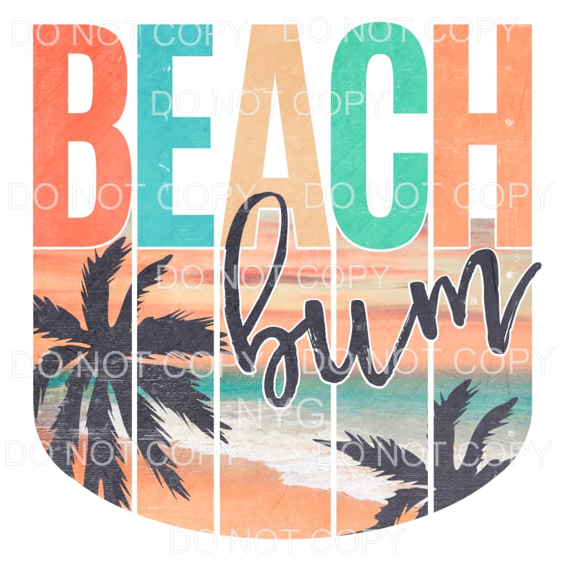 Beach Bum Palm Trees Ocean Sublimation transfers - Heat
