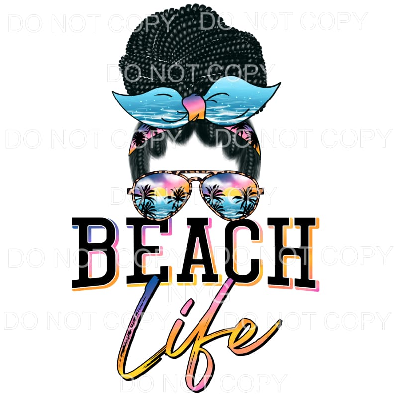 Beach Life Messy Bun Braids Sublimation transfers - Heat