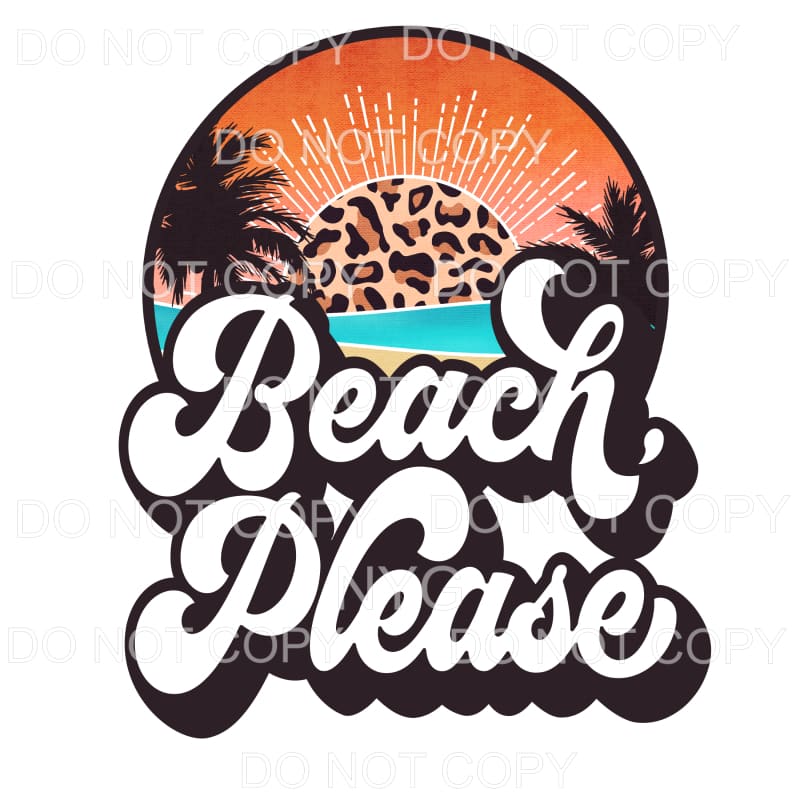 Beach Please Leopard Sunset Retro Sublimation transfers -