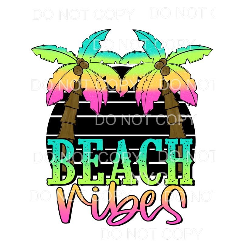 Beach Vibes Bright Color Palm Trees Circle Sublimation