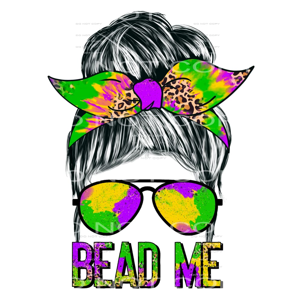Bead Me Messy Bun Straight Mardi Gras #2484 Sublimation