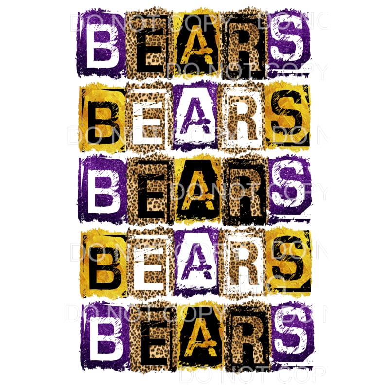 BEARS BLOCK PURPLE GOLD # 823 Sublimation transfers - Heat