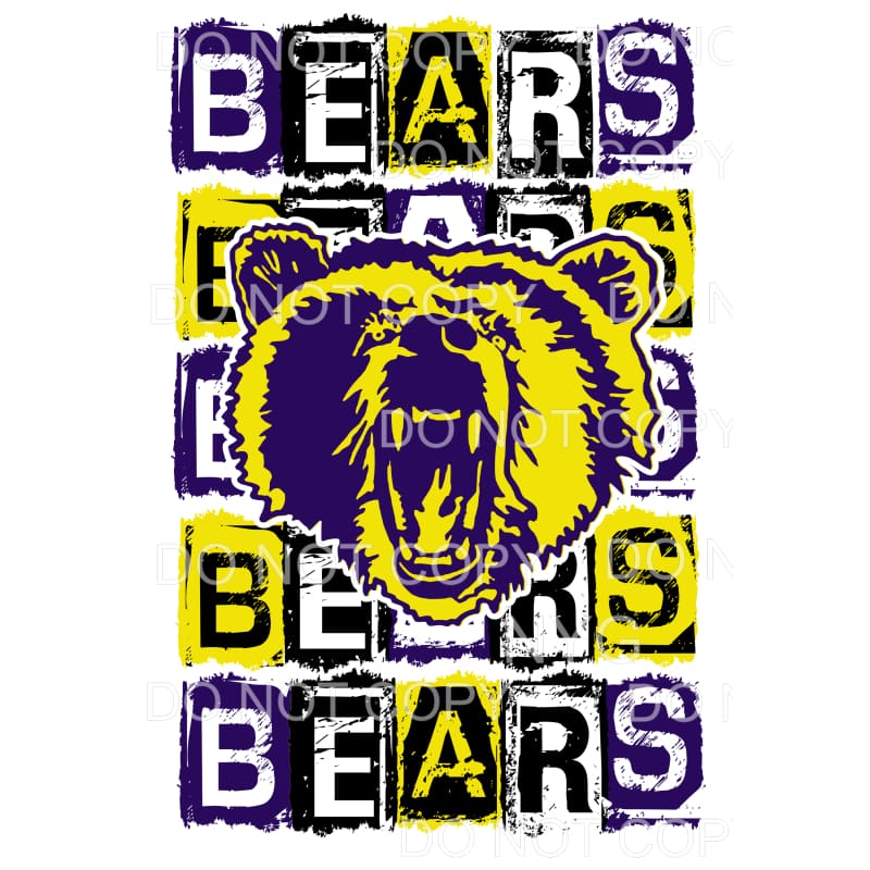 BEARS BLOCK PURPLE GOLD # 825 Sublimation transfers - Heat