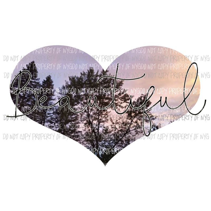 Beautiful Heart Trees Sublimation transfers Heat Transfer