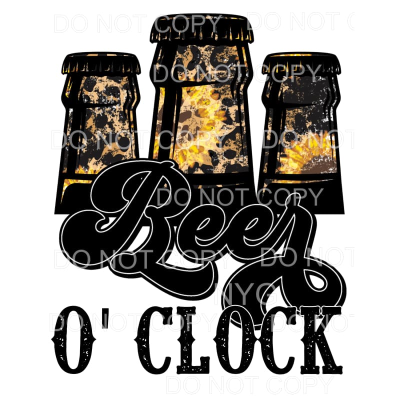 Beer O’Clock Leopard Sunflower Bottles Distressed