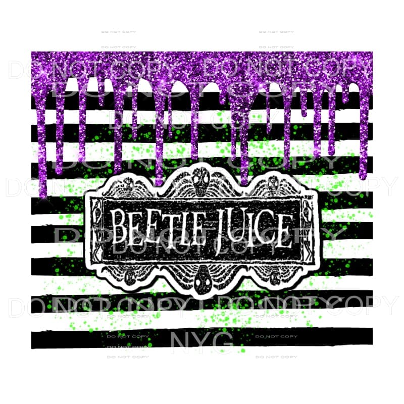 Beetle Juice Purple Paint Drip Black White Stripes