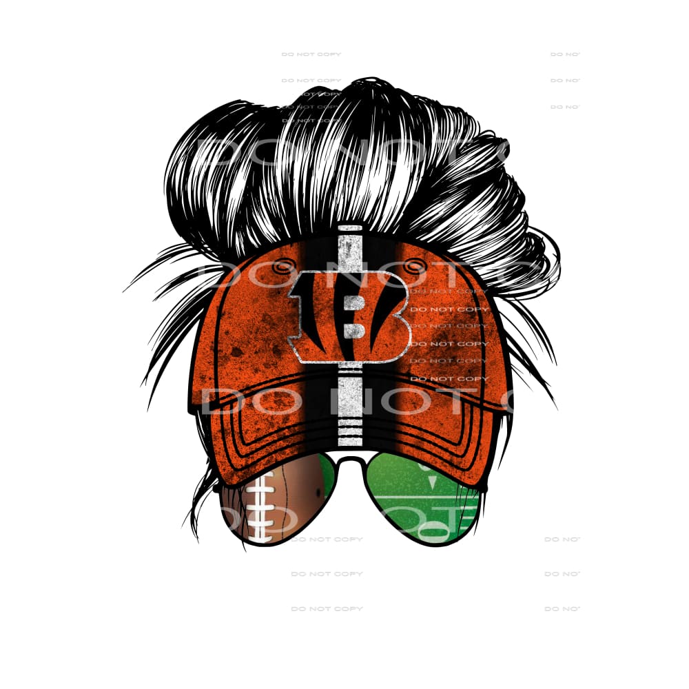 bengals messy bun # 9056 Sublimation transfers - Heat
