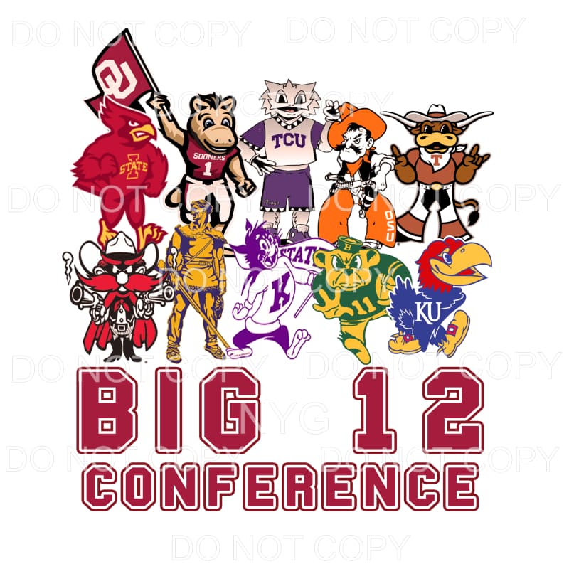 BIG 12 College Mascots # 568 Sublimation transfers - Heat