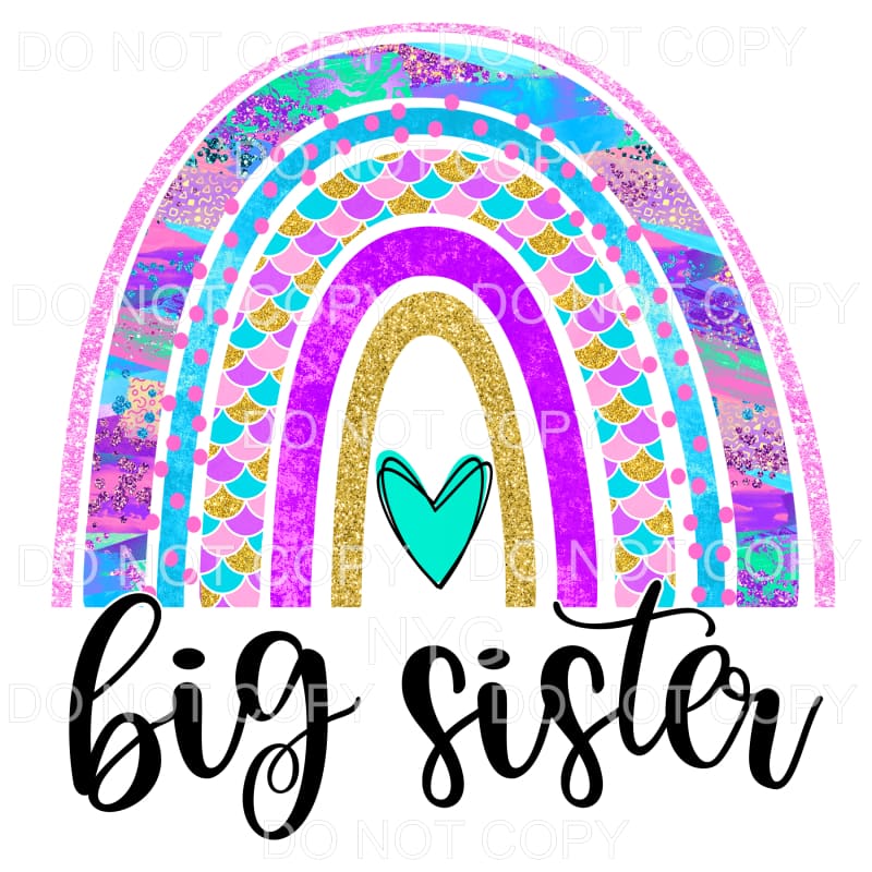 Big Sister Mermaid Rainbow Sublimation transfers - Heat