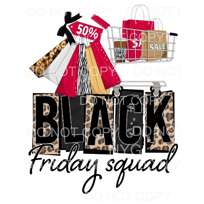 Black Friday Squad Cheetah Leopard Red Shopping Bags Cart