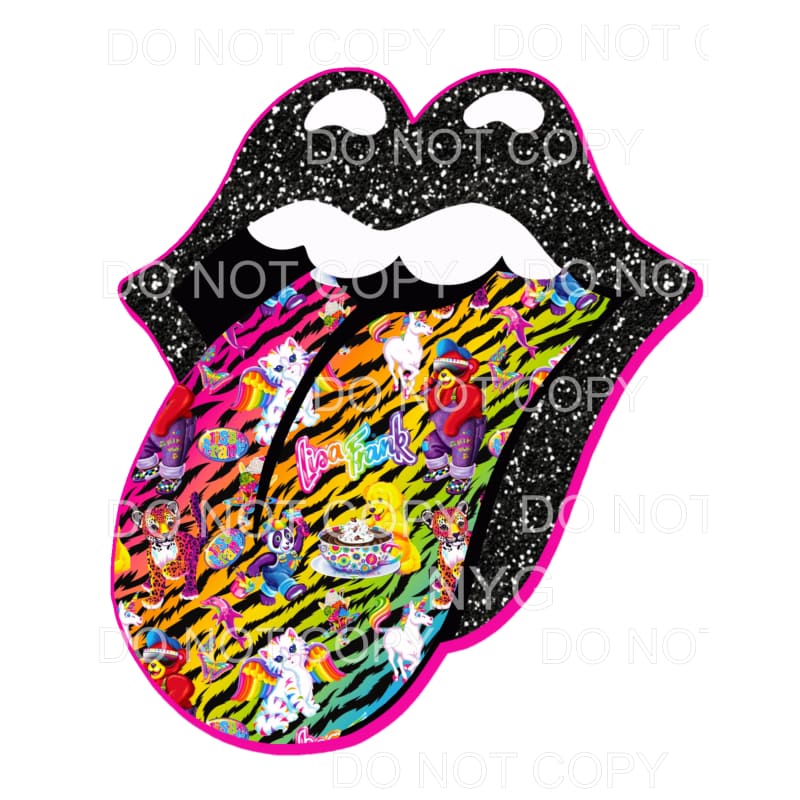 Black Glitter Lips Lisa Frank Sublimation transfers - Heat