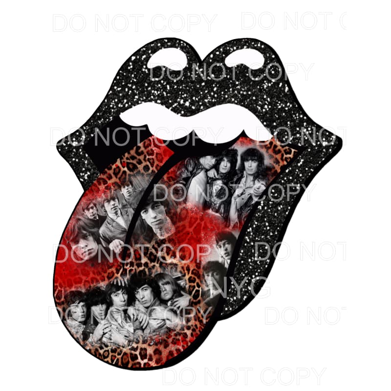 Black Glitter Lips Rock Band Group Leopard Sublimation