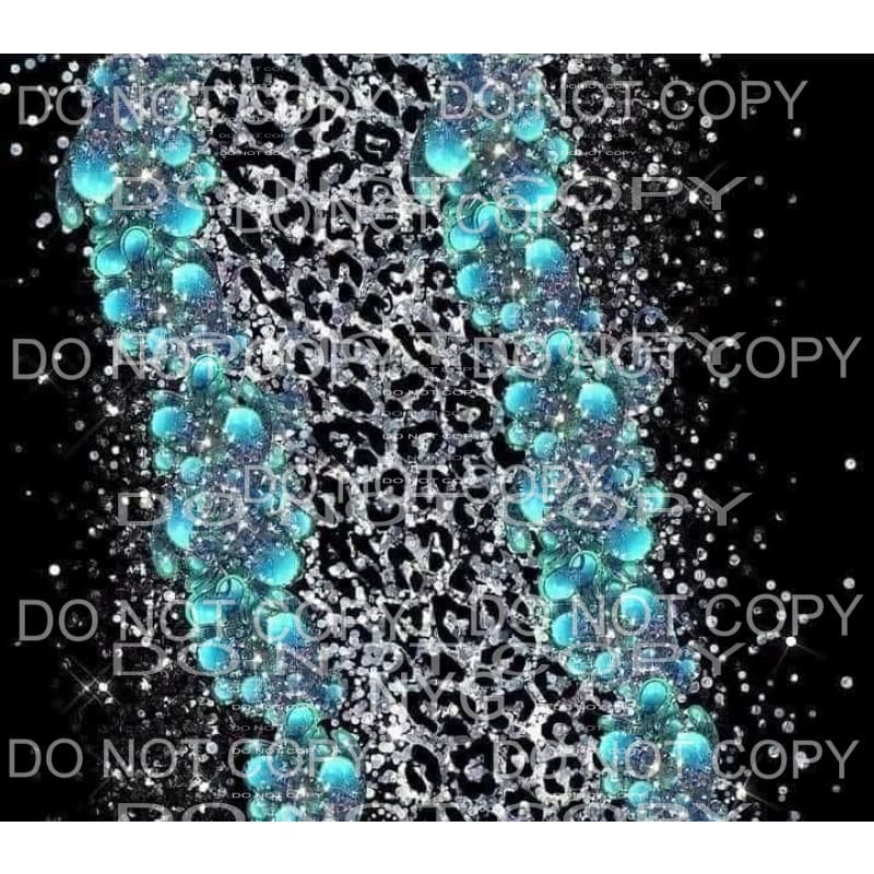 Black Silver Leopard Blue Water Bubbles Backgrond Sheet