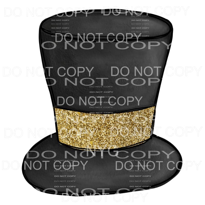Black Top Hat Gold Glitter Band #1074 Sublimation transfers