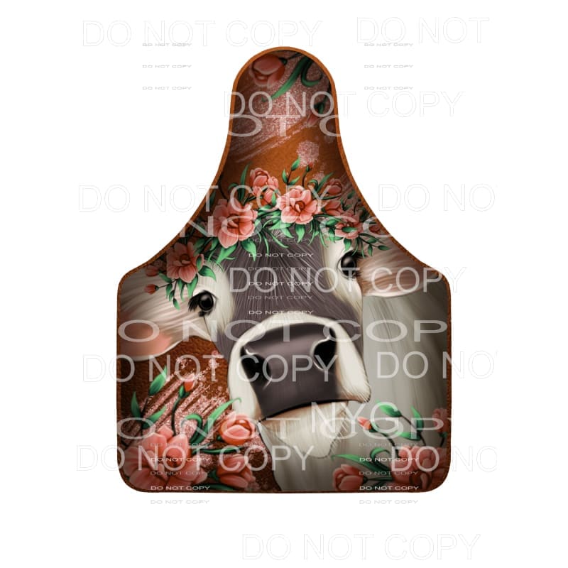 Black White Cow Flowers Cow Tag Pink Glitter Leather #2184