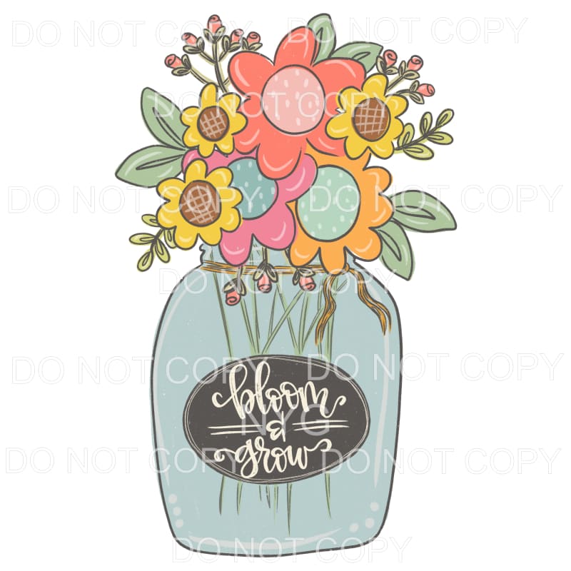 Bloom and Grow Flowers Jar Sublimation transfers - Heat