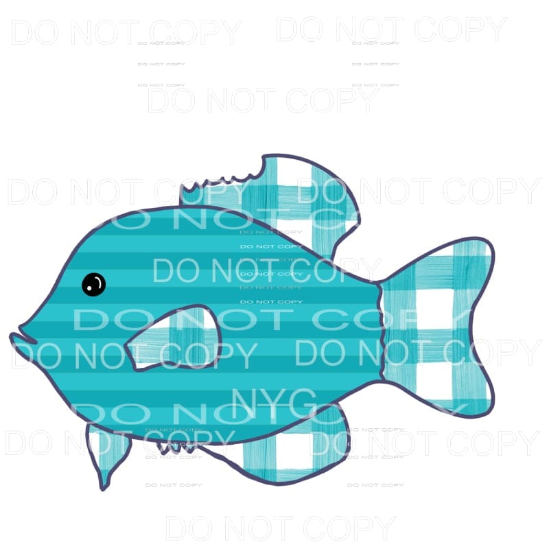 Blue Fish Stripes Plaid Sublimation transfers - Heat