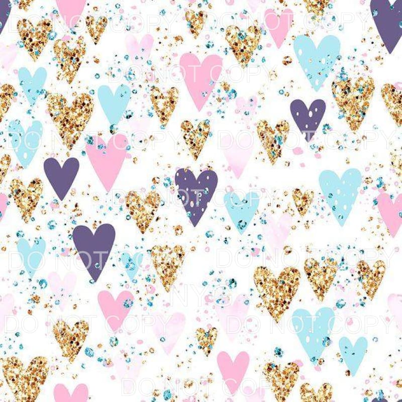 Blue Pink Purple Gold Glitter Hearts Sheet Sublimation