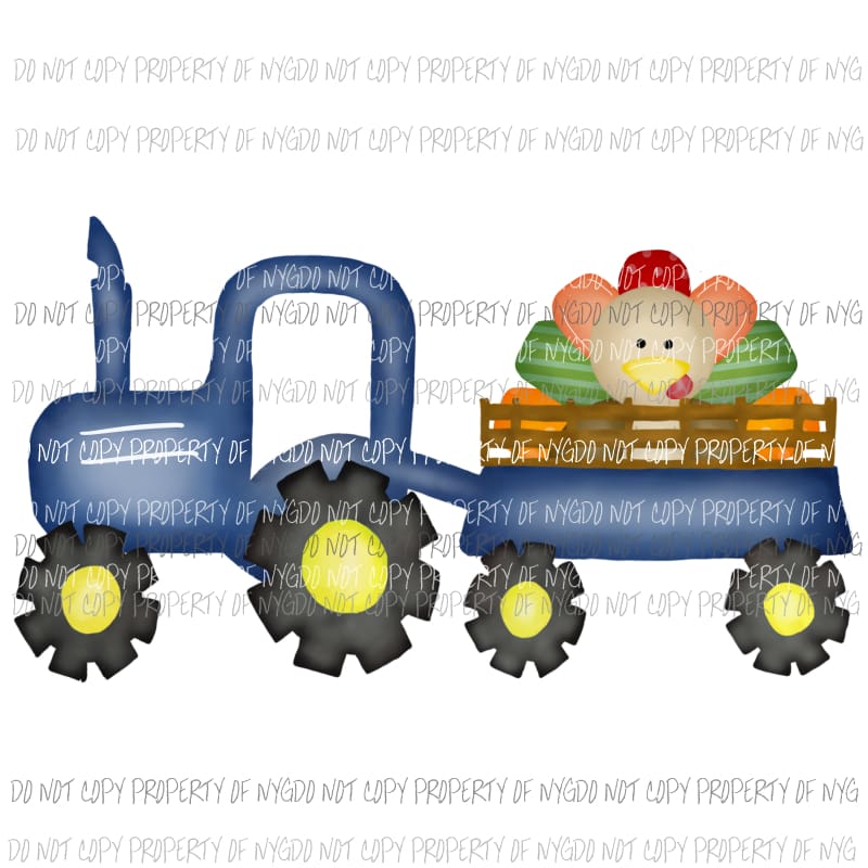 Blue Tractor watercolor turkey Sublimation transfers Heat Transfer