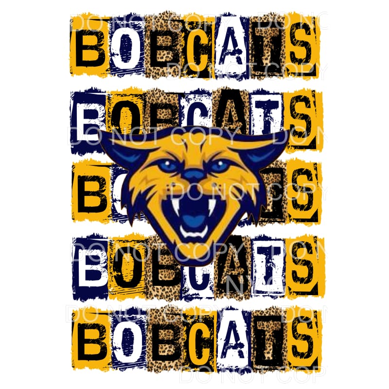 BOBCATS BLOCK GOLD AND BLACK # 4025 Sublimation transfers -