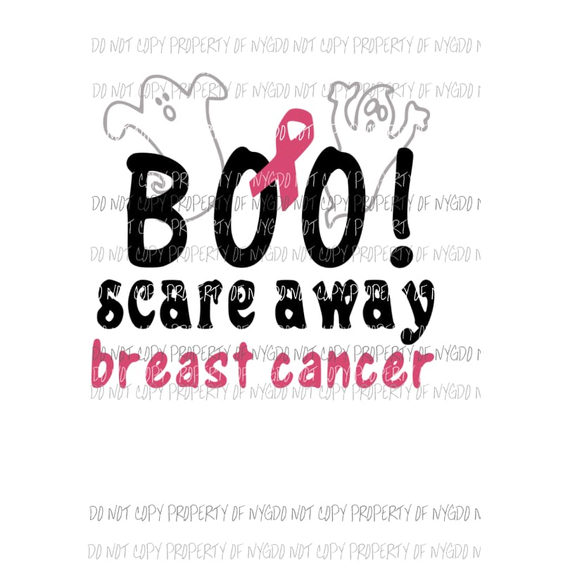BOO Scare Away Breast Cancer awareness ribbon pink ghosts Sublimation transfers Heat Transfer