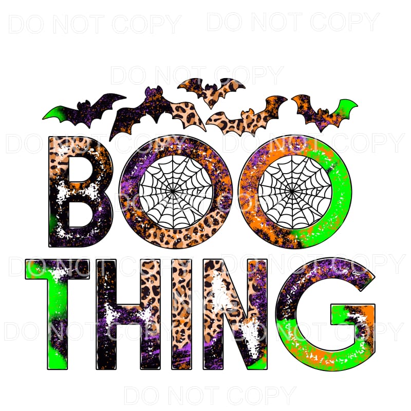 Boo Thing Bats Leoaprd Purple Green Orange Grunge #358