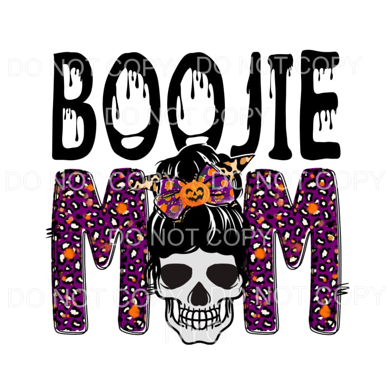 Boojie Mom Purple Orange Leopard Skull Messy Bun #498