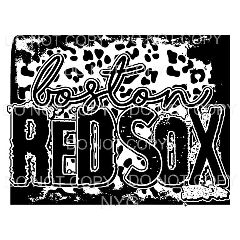 Boston Red Sox Baseball Black Leopard Sublimation transfers