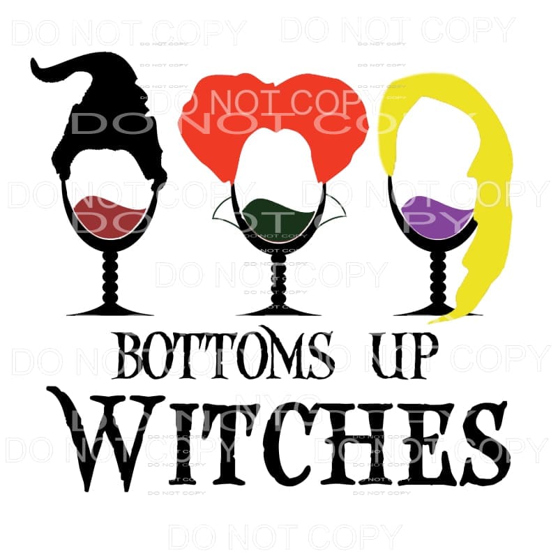 Bottoms Up Witches Hocus Pocus Wine Glasses Sublimation