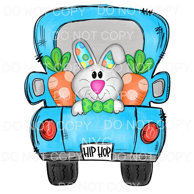 Boy Hip Hop Easter Bunny Blue Truck Sublimation transfers -