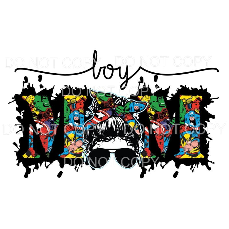 Boy Mom Messy Bun Marvel Avengers #1629 Sublimation