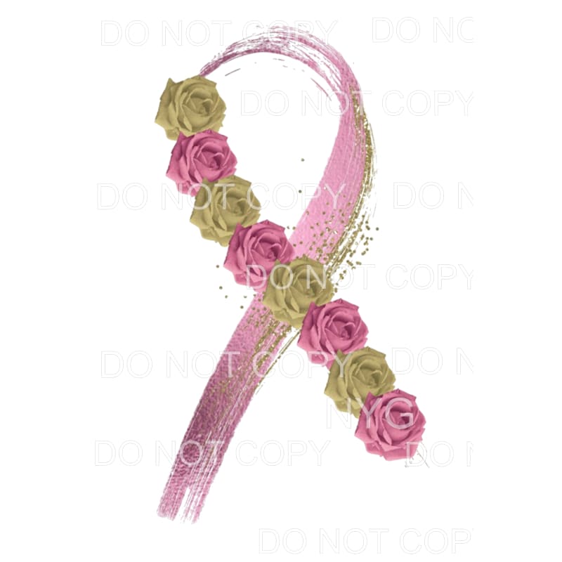 Breast Cancer Awareness Ribbon Pink Gold Roses #123