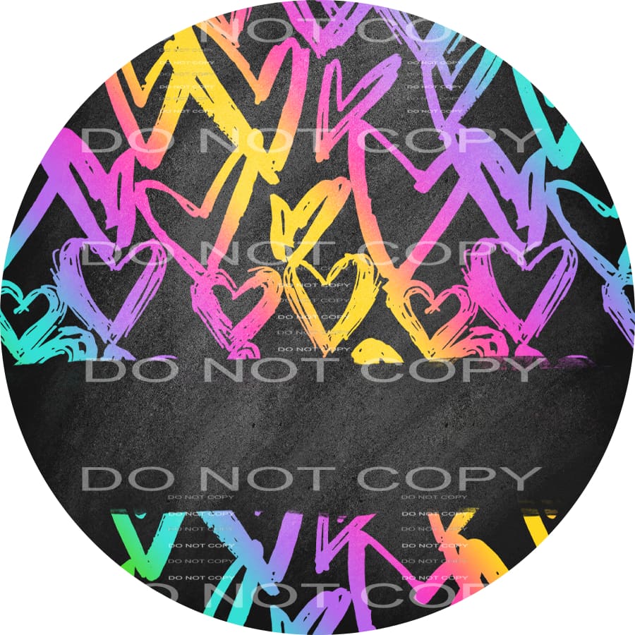 Bright Color Hearts Black Stripe Circle Valentines Day #2609