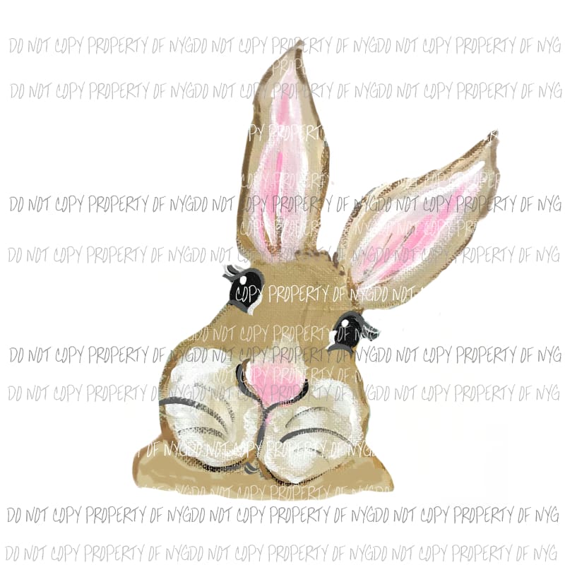 Brown Bunny Face Sublimation transfers Heat Transfer