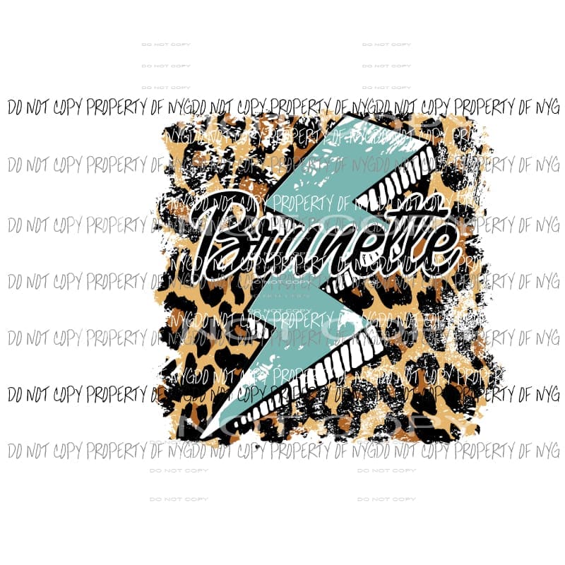 Brunette leopard lightning bolt Sublimation transfers Heat Transfer