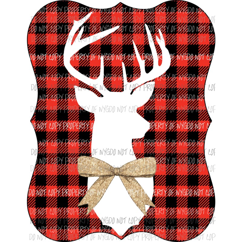Buffalo Plaid Deer # 3 Sublimation transfers Heat Transfer
