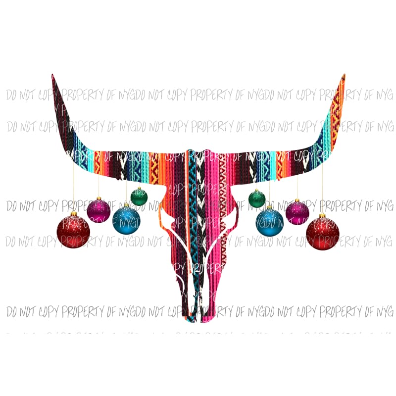Bull skull with Christmas 5 Sublimation transfers Heat Transfer