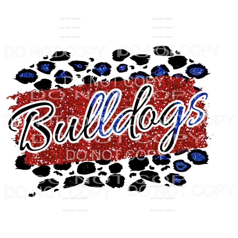 Bulldogs Leopard Red and Blue Sublimation transfers - Heat