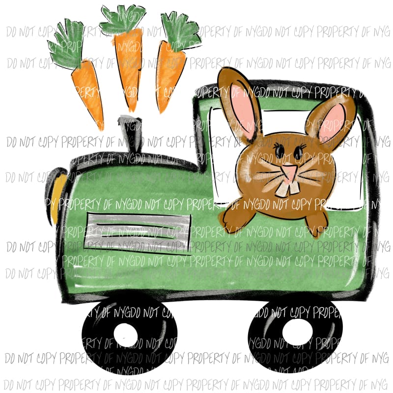 Bunny Train green brown carrots Sublimation transfers Heat Transfer
