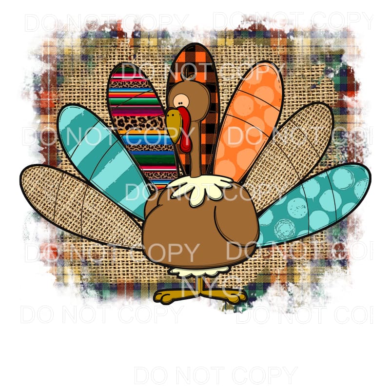 Burlap and Plaid Turkey #44 Sublimation transfers - Heat