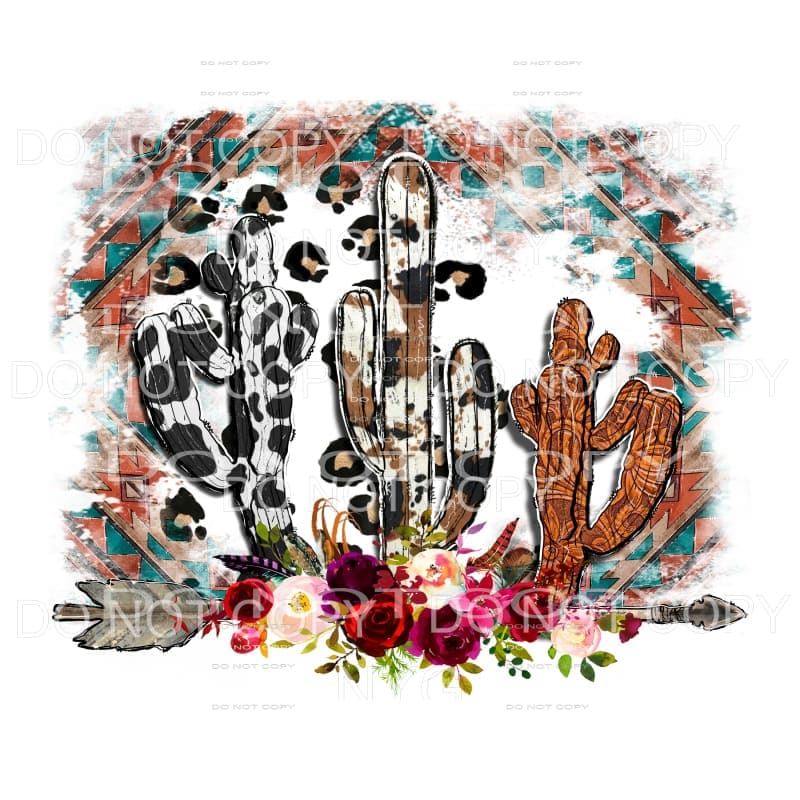 Cactus Cow Print Leather Leopard Western Background Arrow