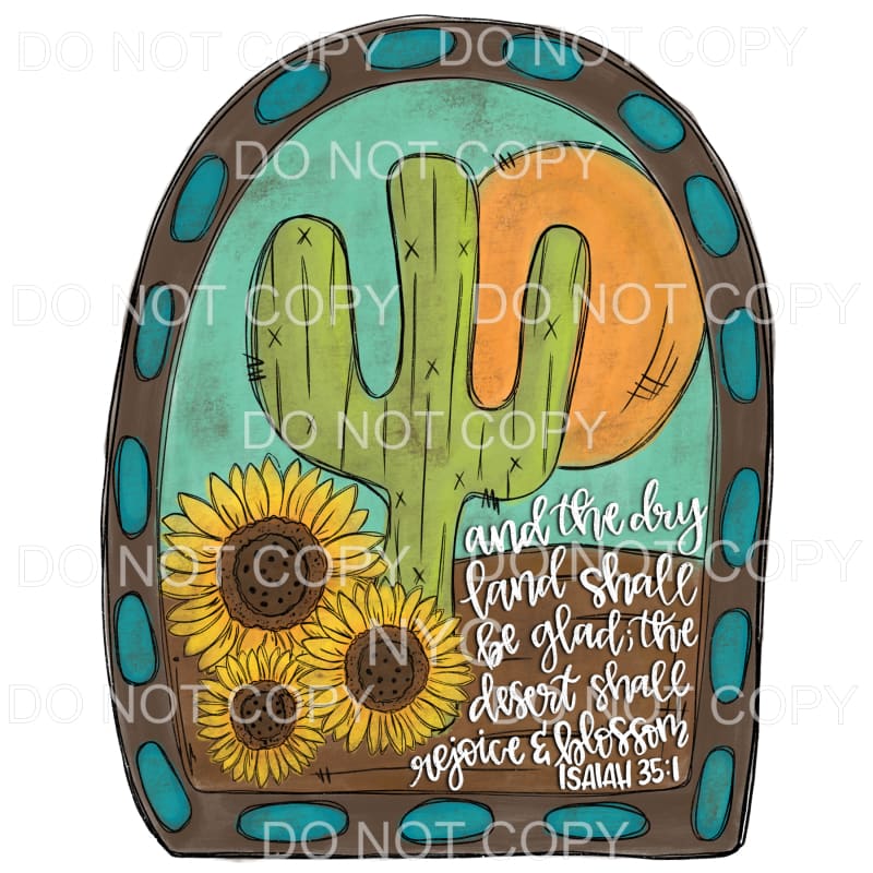 Cactus Sunflower With Bible Verse Turquoise Frame