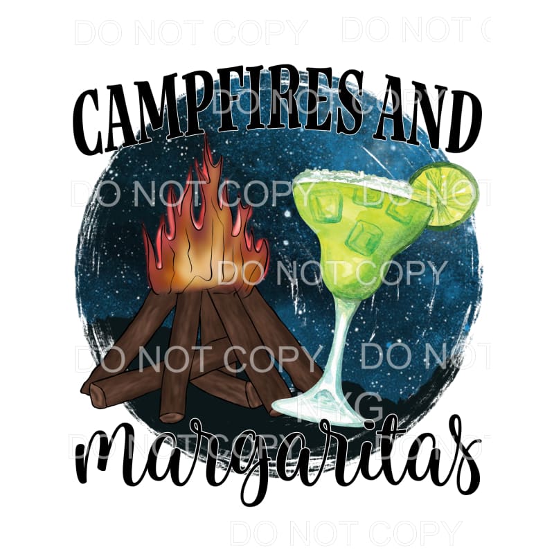Campfires And Margaritas Distressed Circle #971 Sublimation