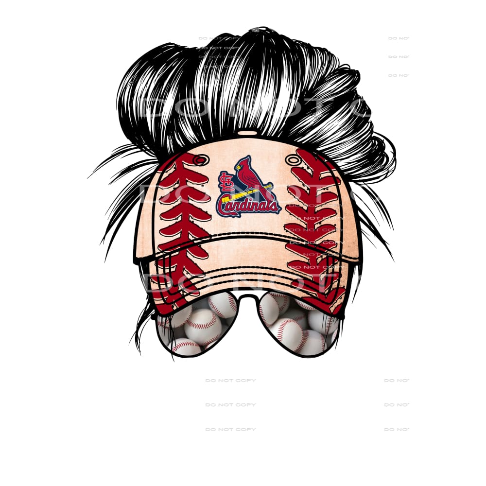 Cardinals messy bun # 9054 Sublimation transfers - Heat