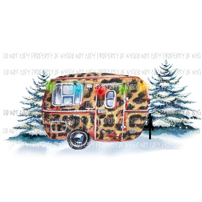 cheetah christmas camper Sublimation transfers Heat Transfer