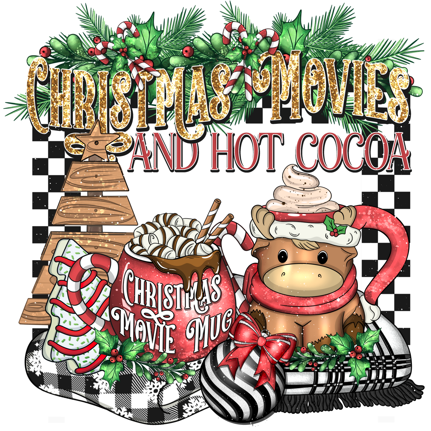 Christmas Movies And Hot Coco #7698 Sublimation transfer -