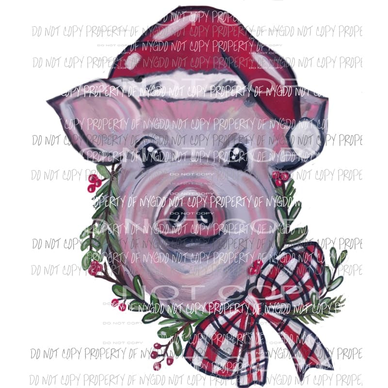 Christmas Pig Santa hat Sublimation transfers Heat Transfer