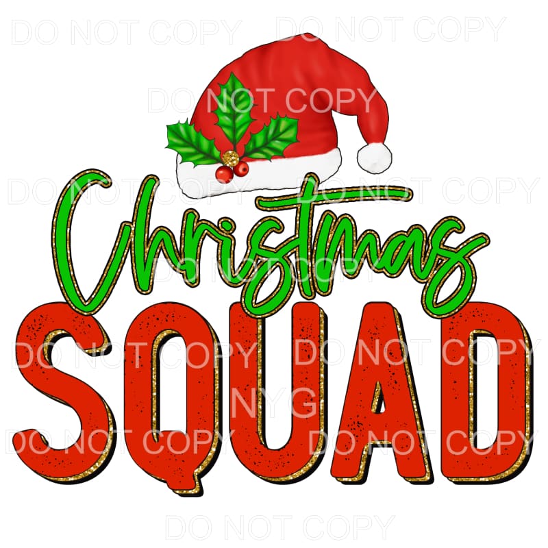 Christmas Squad Santa Hat Red Green Gold Glitter #1113