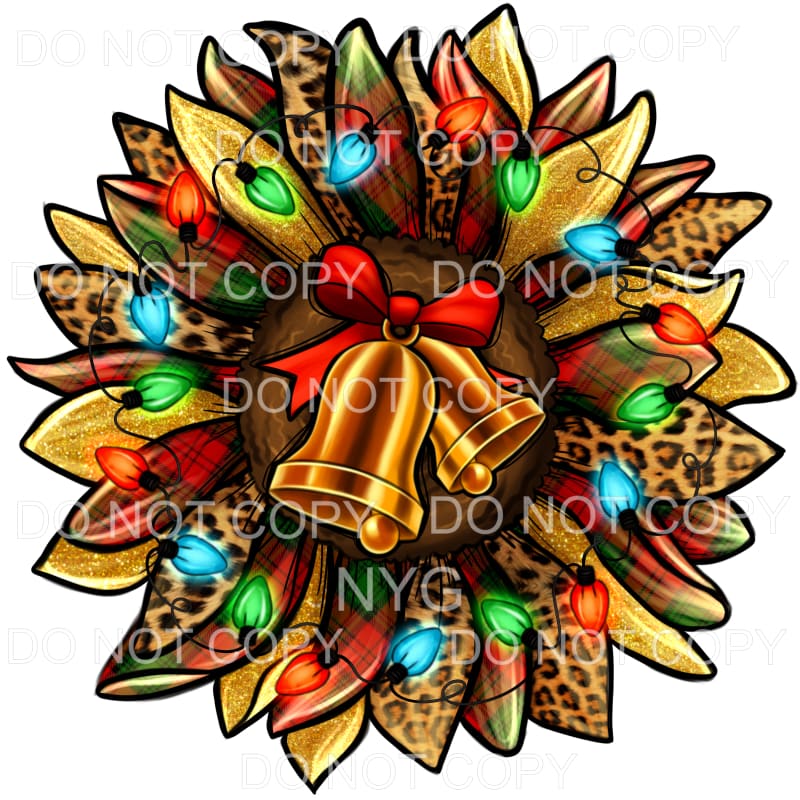 Christmas Sunflower Bells Lights Leopard Plaid Gold Glitter